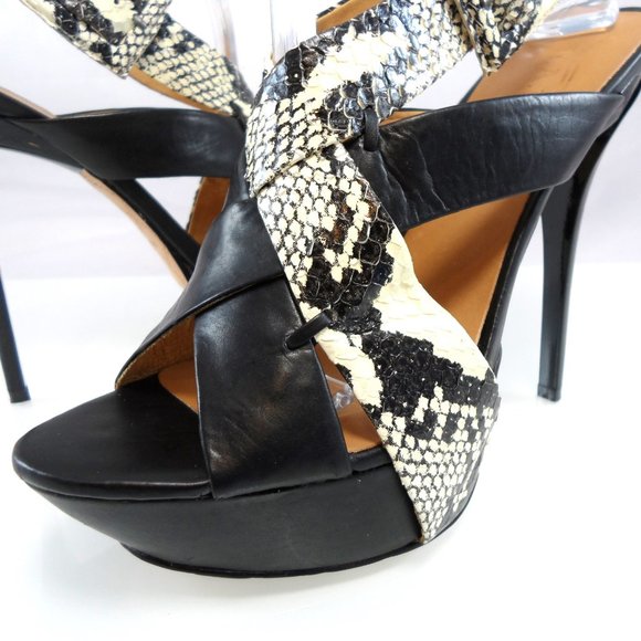 NIB$695 L.A.M.B. Echo Snakeskin Platform Sandals Stiletto Heels Slingback 8.5 - Picture 3 of 14